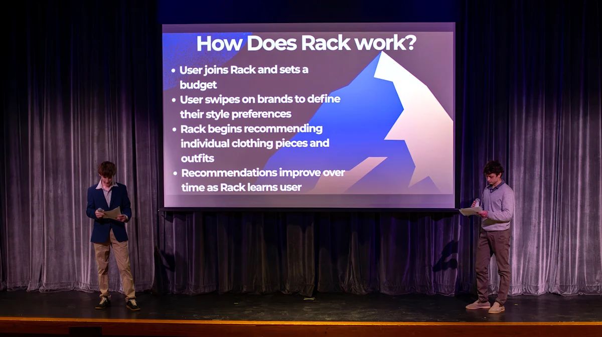 The Rack team presenting their pitch at Tiger Cage